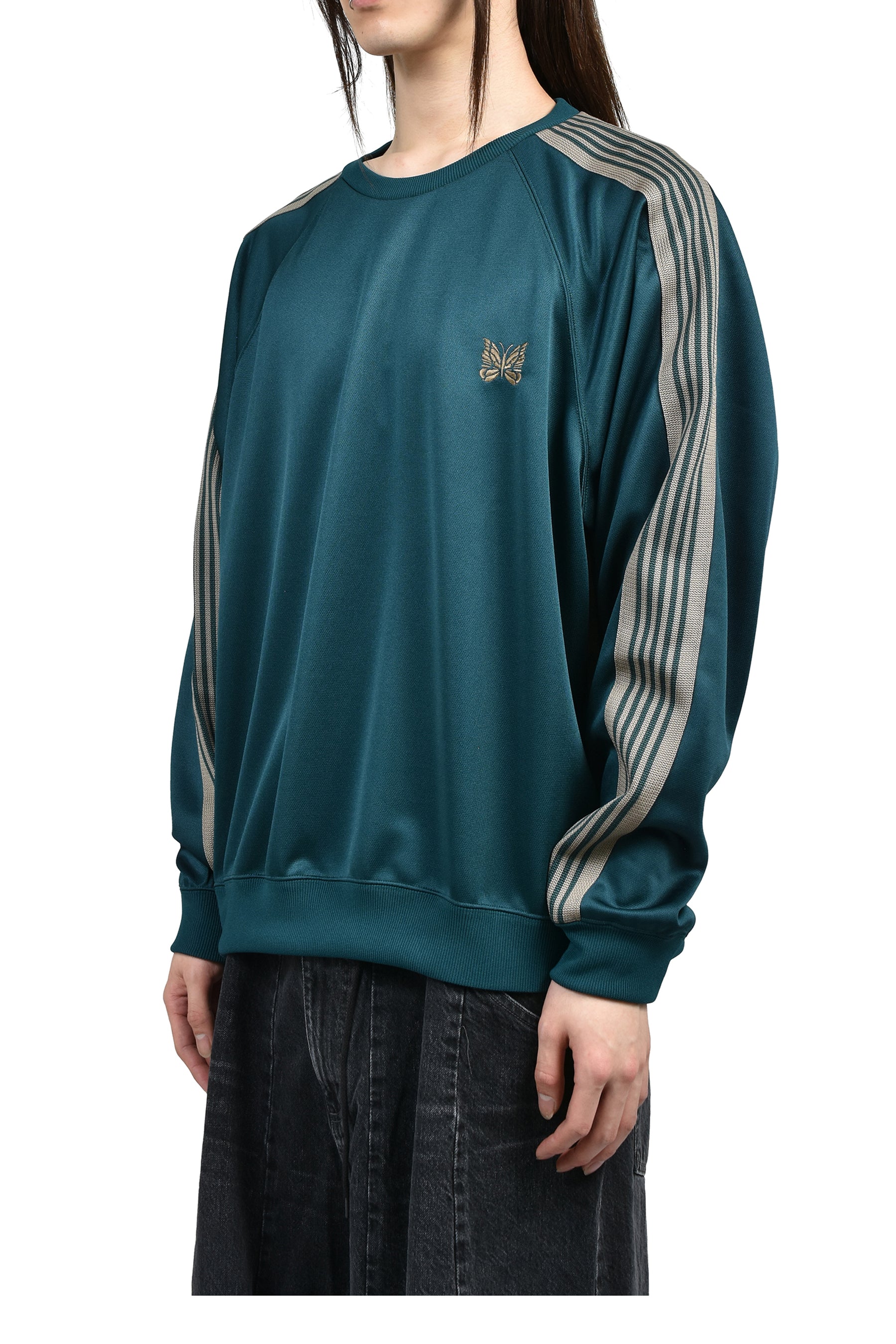 Needles ニードルス SS26 TRACK CREW NECK SHIRT - POLY SMOOTH / GRN