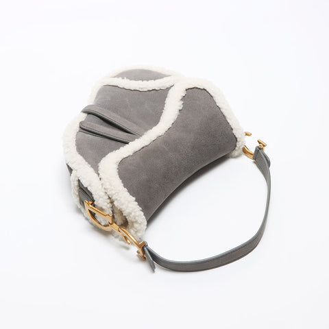 クリスチャンディオール Christian Dior サドルバッグ ムートン × ボア