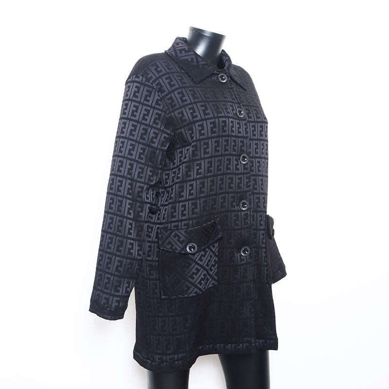 フェンディ FENDI ズッカ柄 ロングコート 長袖 コート ブラック
