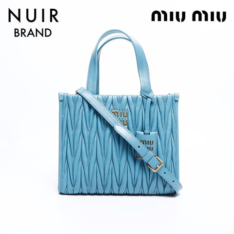 ミュウ ミュウ Miu Miu マテラッセ 2way ショルダーバッグ ブルー