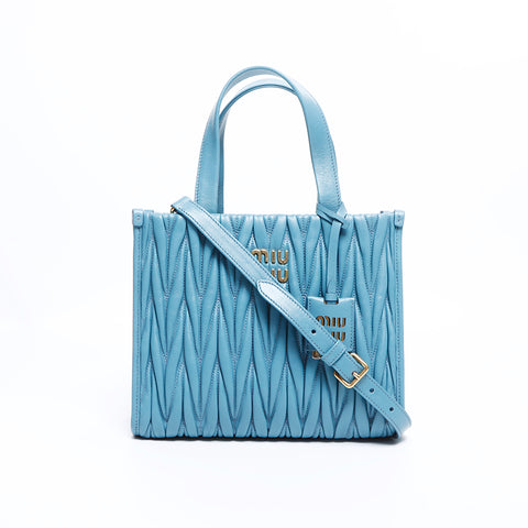 ミュウ ミュウ Miu Miu マテラッセ 2way ショルダーバッグ ブルー