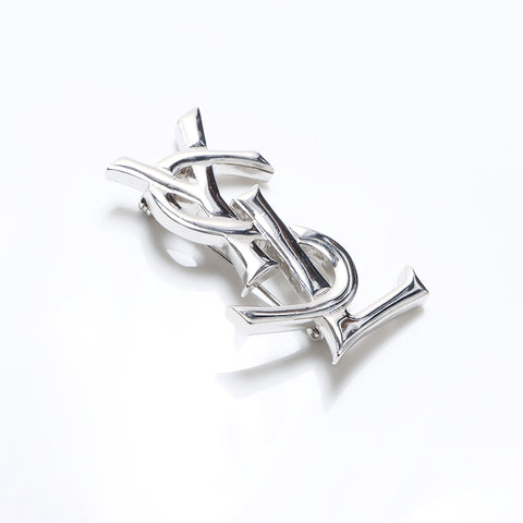 YVES SAINT LAURENT YSL logo Brooch Silver WS8369 – NUIR VINTAGE