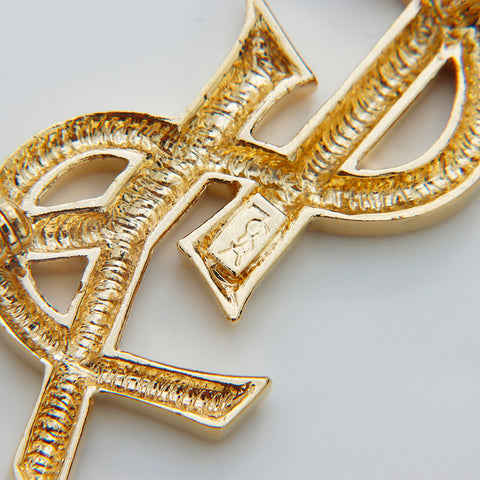 YVES SAINT LAURENT YSL logo Brooch gold WS8865 – NUIR VINTAGE