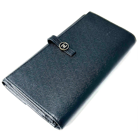 シャネル CHANEL ココボタン レザー ロングウォレット シンプル 無地