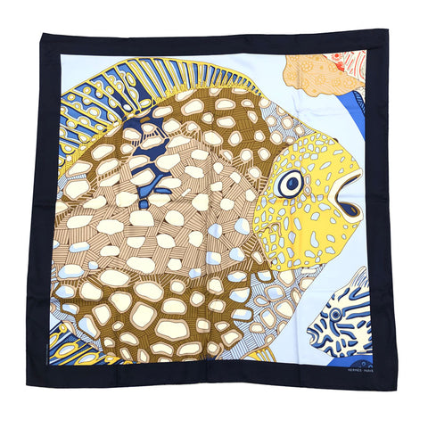 エルメス HERMES カレ90 フィッシュ柄 深海 魚 マンボー スカーフ