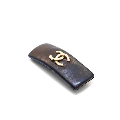 シャネル CHANEL ココマーク レザー バレッタ ヘアアクセサリー