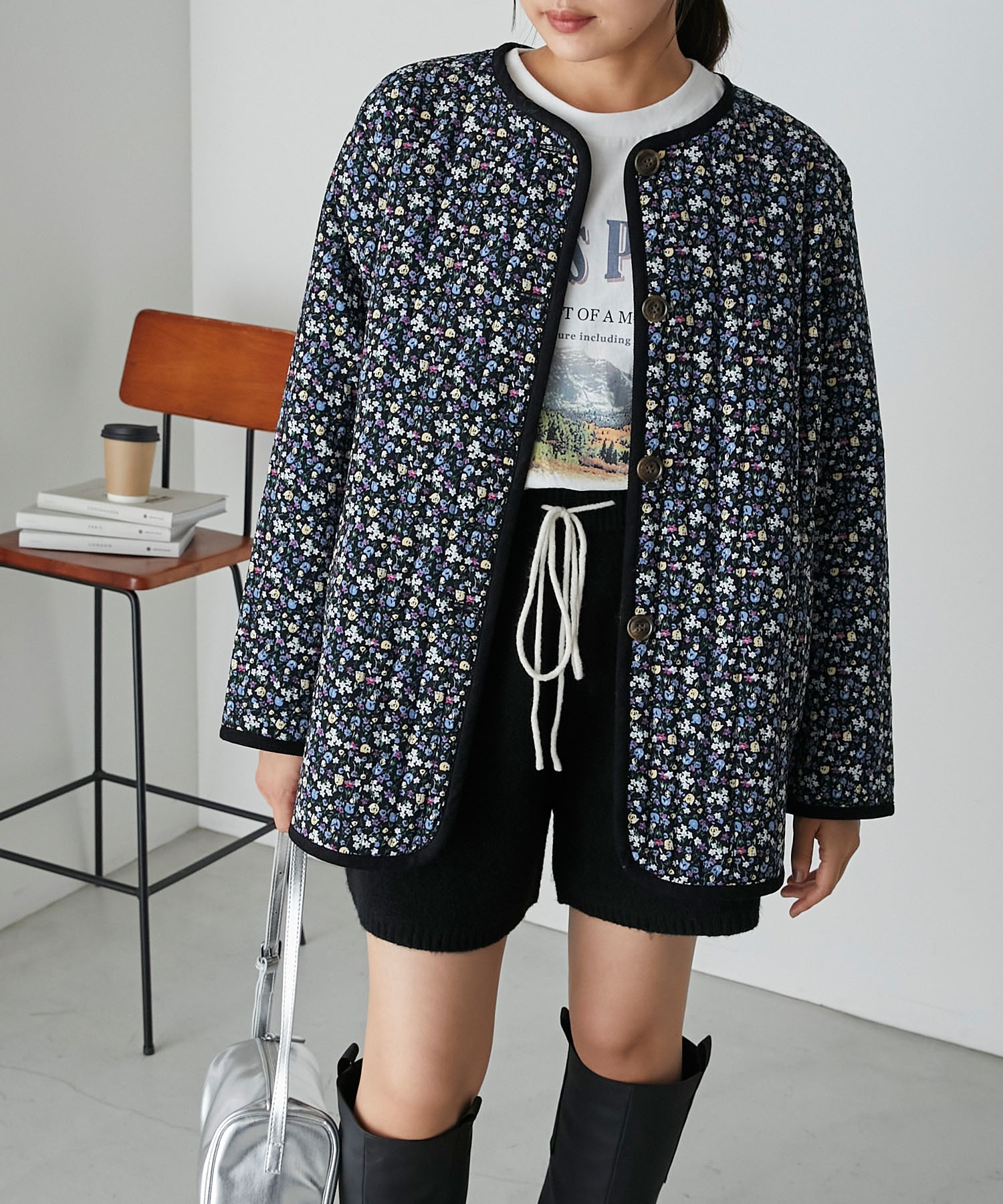 forksy.】小花柄中綿キルティングジャケット forksy.│MONO-MART