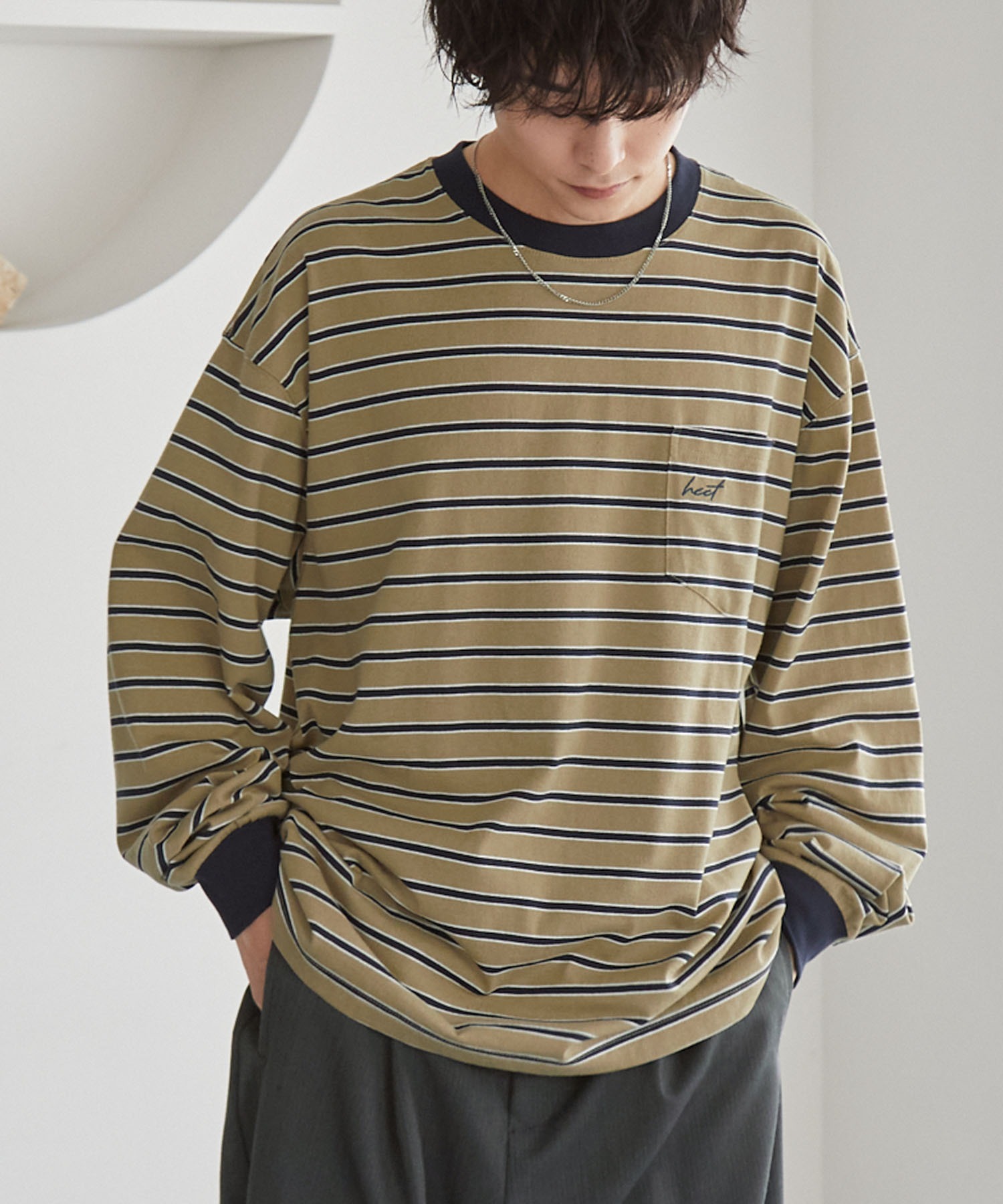 HECT】Big Border L/S Tee / ビッグシルエットボーダーロンT MONO-MART