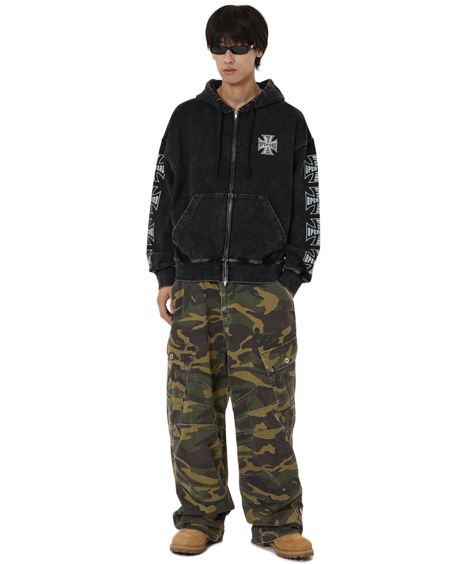 OY/オーワイ』CROSS FADE WASHED HOODIE ZIP UP/クロスフェード