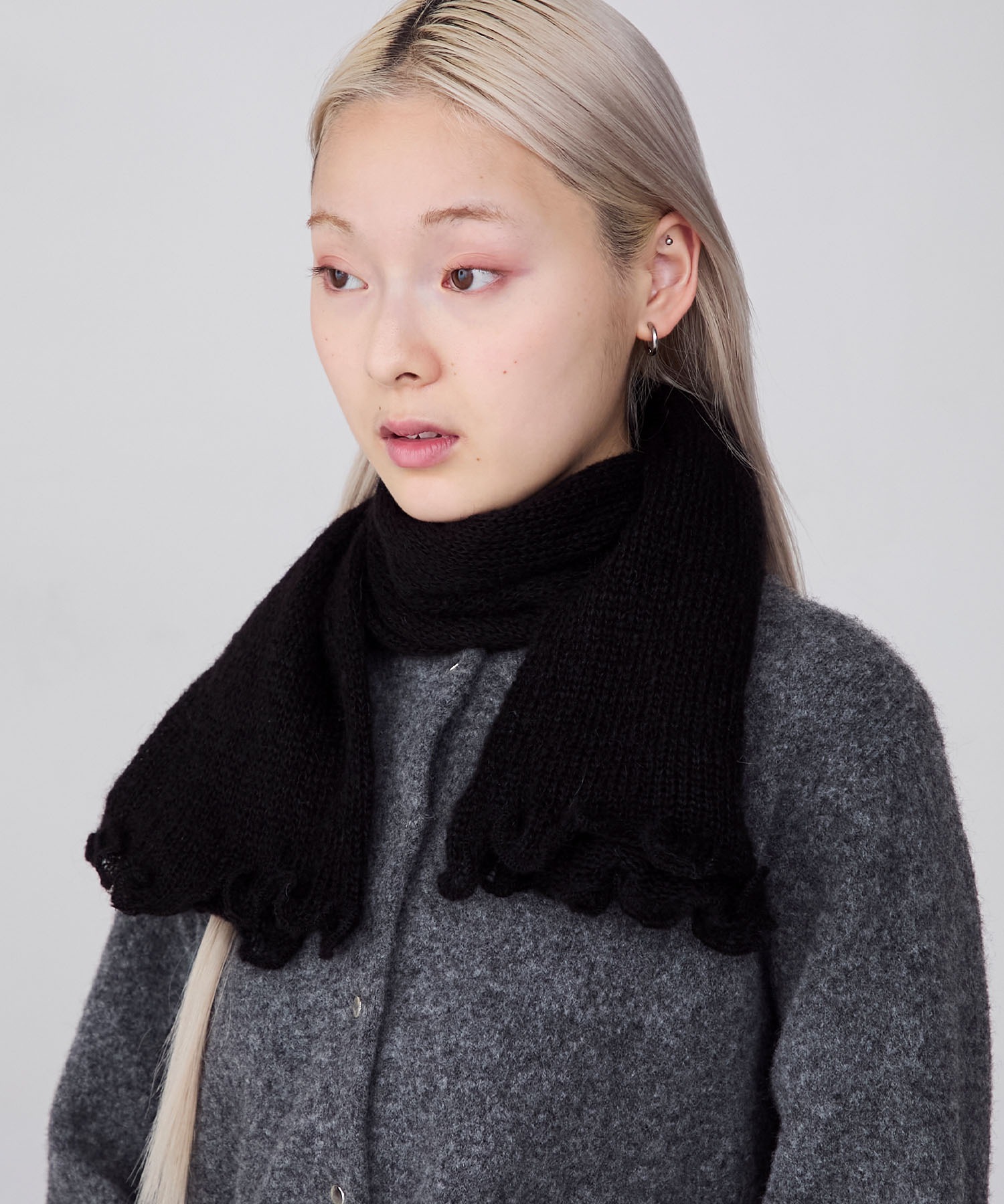 forksy.】【Santelli Francesca】フリルニットマフラー / サンテッリ