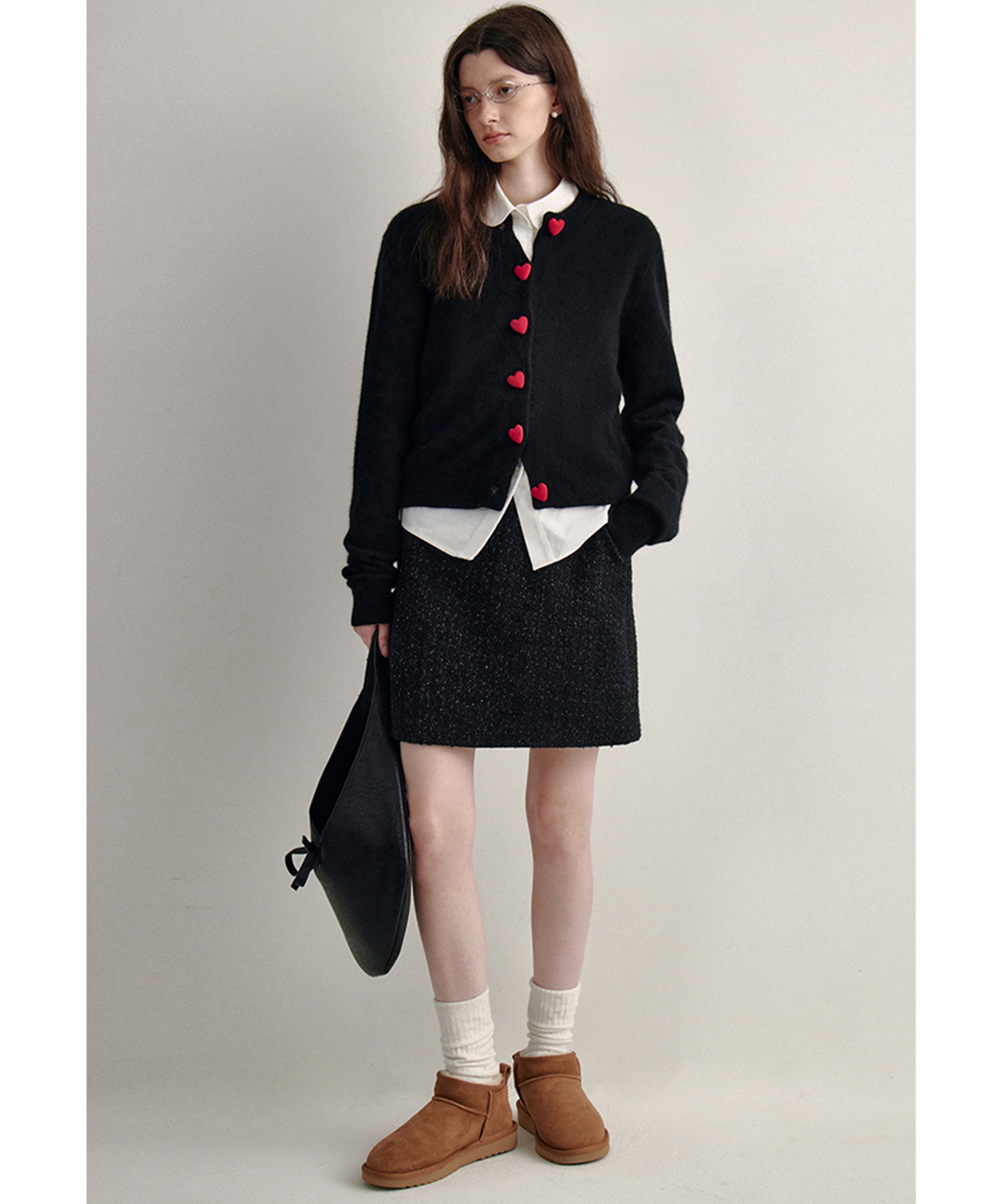 ハートボタン ニットカーディガン FQ24S149【Fano Studios