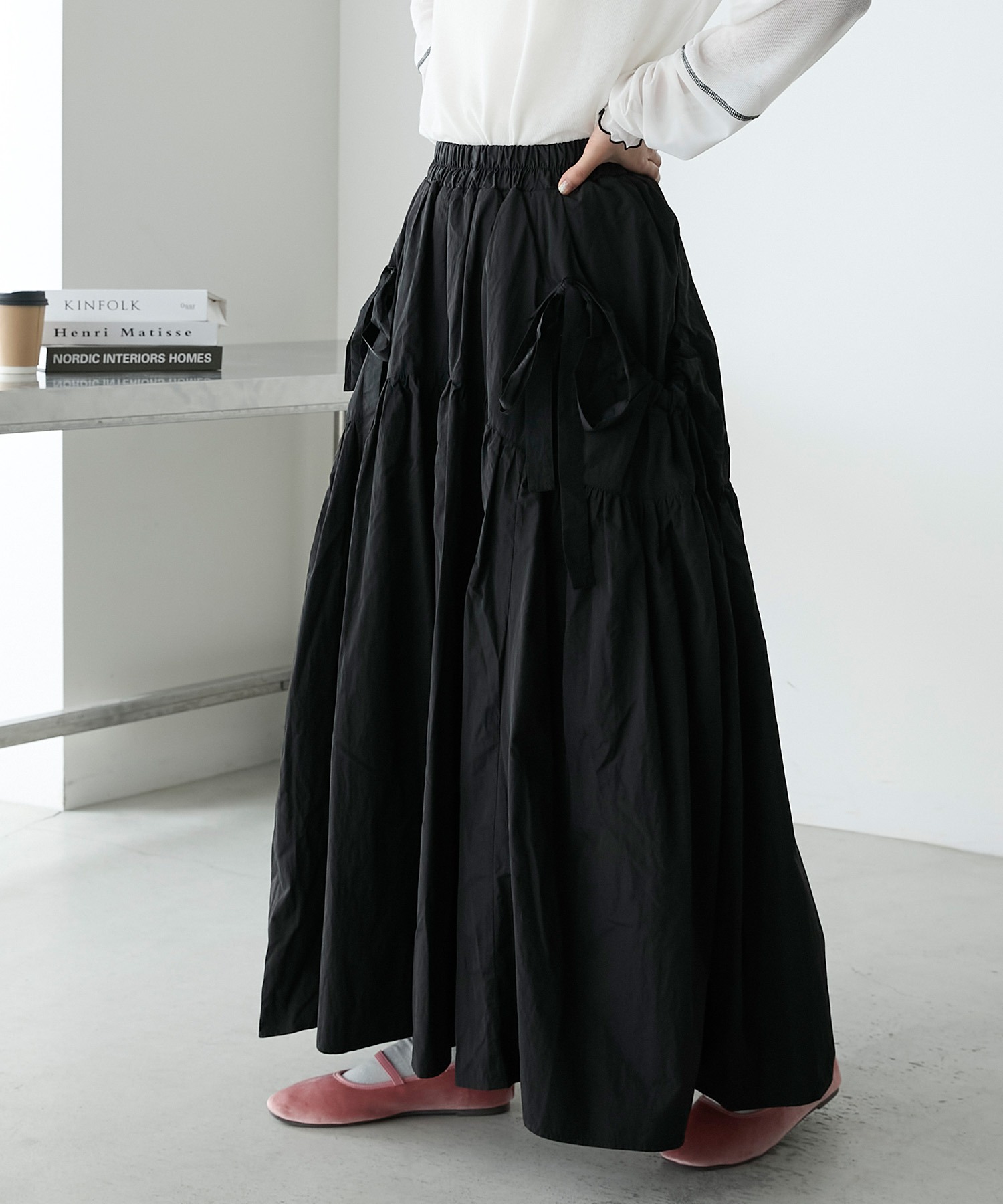forksy.】ビッグリボンギャザーロングスカート forksy.│MONO-MART