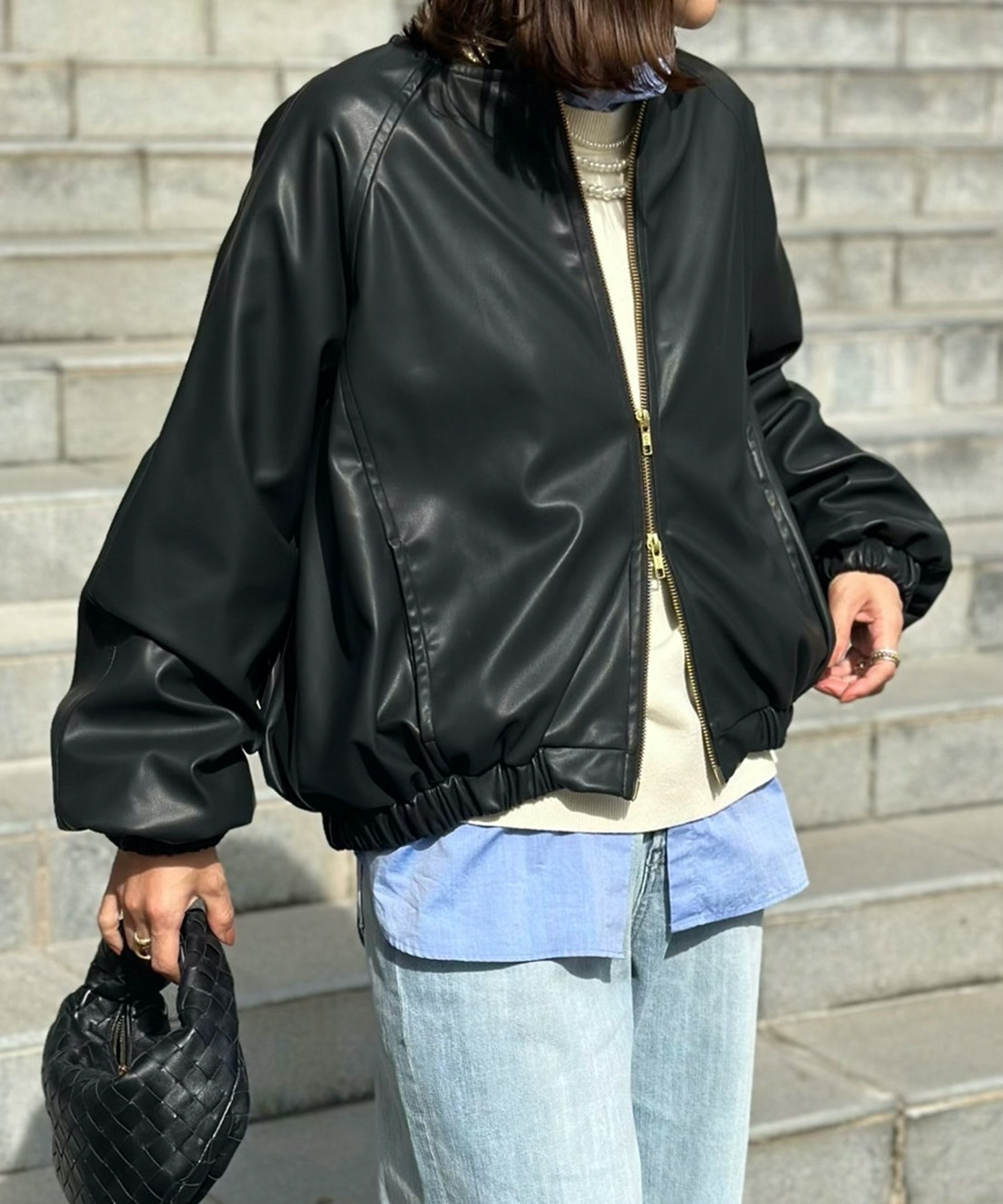 フェイクレザーノーカラーブルゾン Emma Taylor│STYLEDOOR スタイルドア