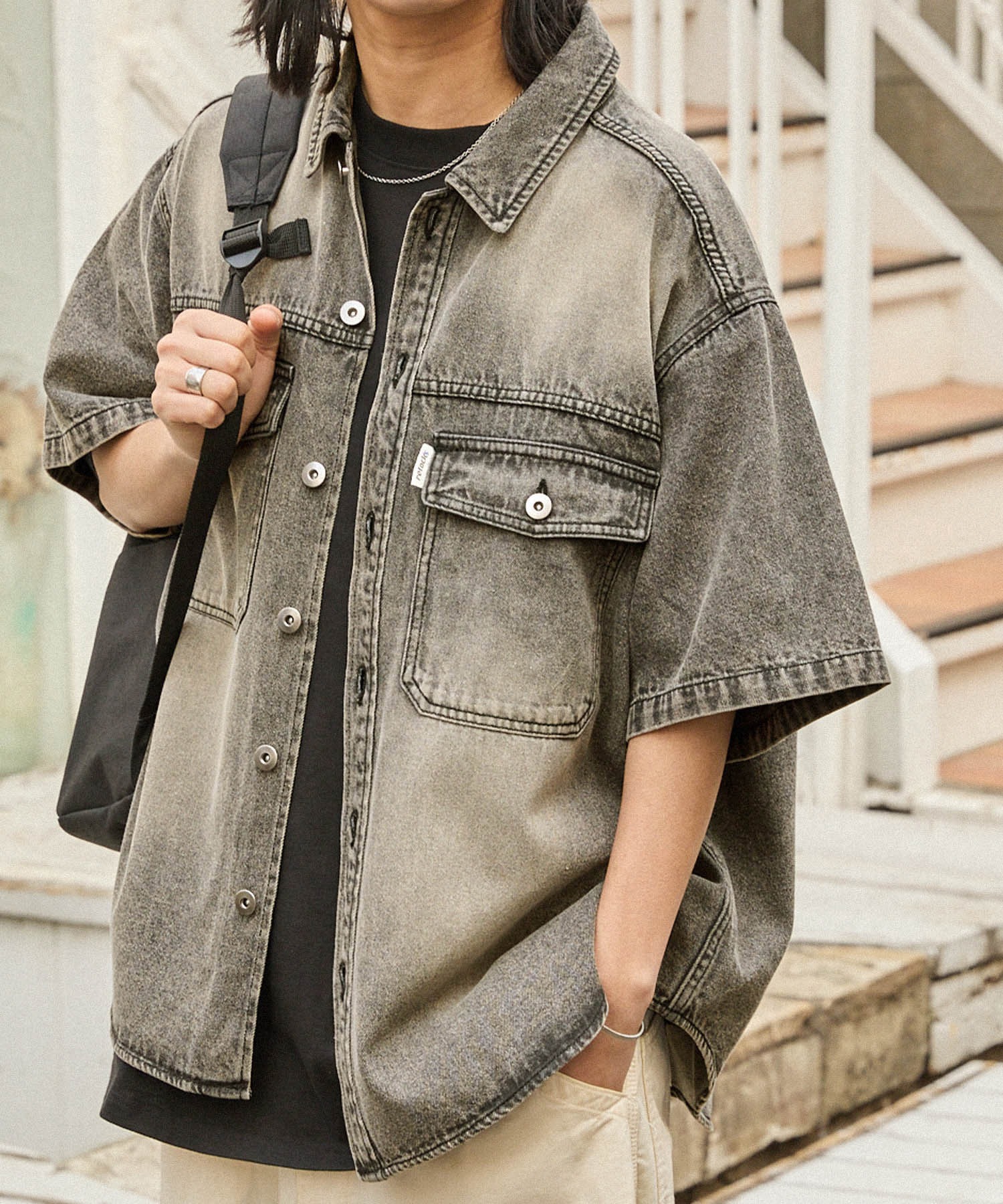 retock's】ヴィンテージライクオーバーダイデニムオーバーサイズ半袖