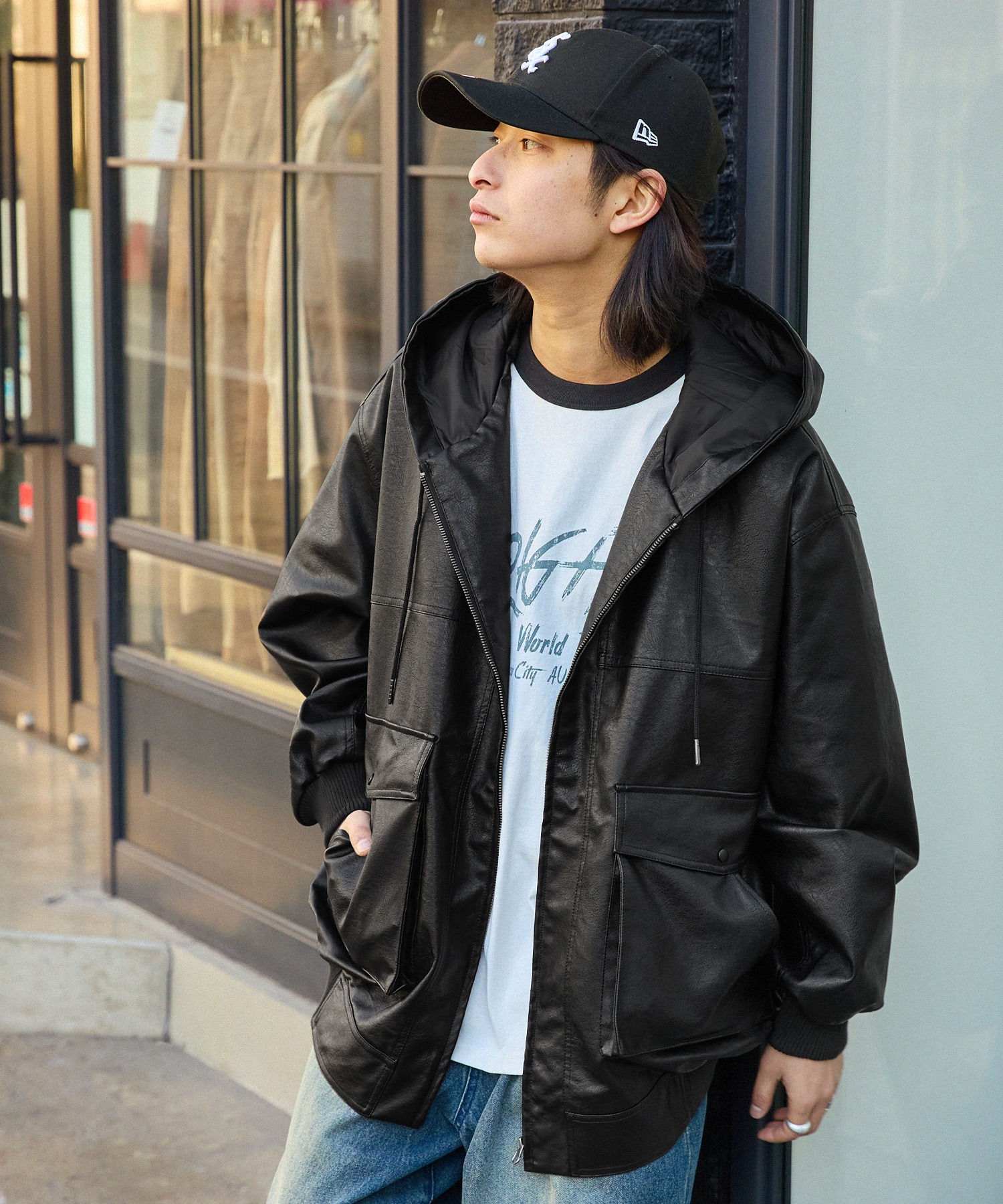 オーバーサイズヴィンテージライクフードブルゾン MONO-MART│MONO