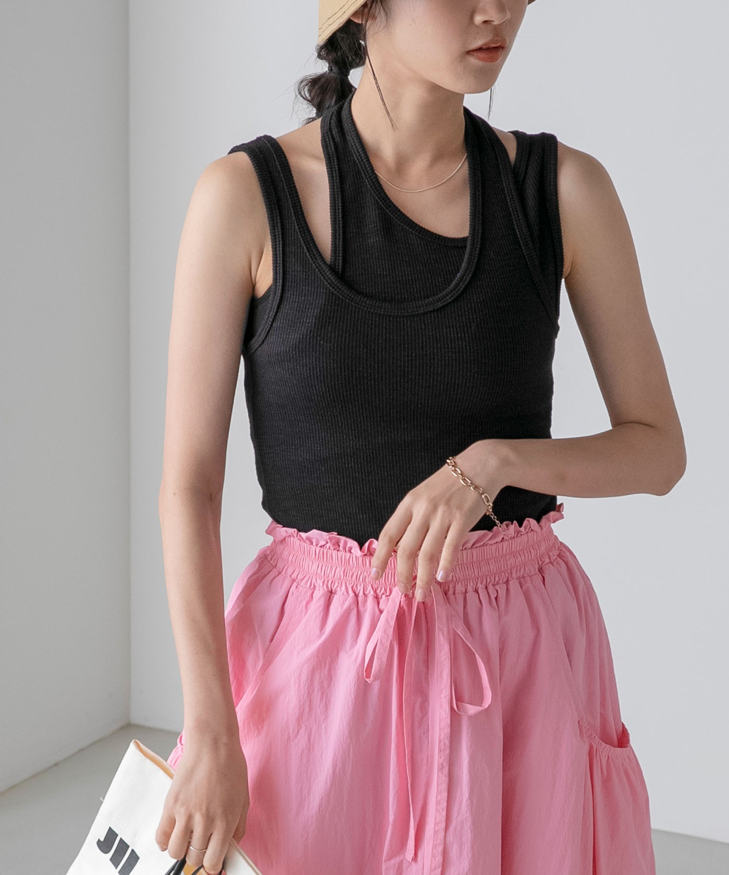 forksy.】カットリブ変形デザインタンクトップ forksy.│MONO-MART