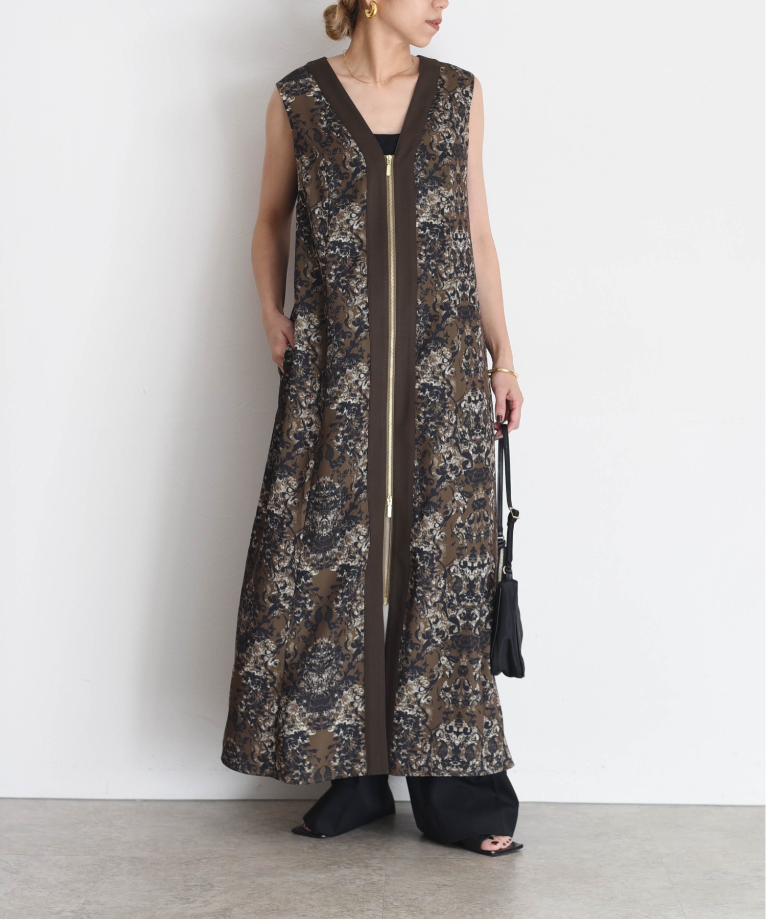 アラベスクプリント フロントZIPワンピース Eimee Law│Eimee Law