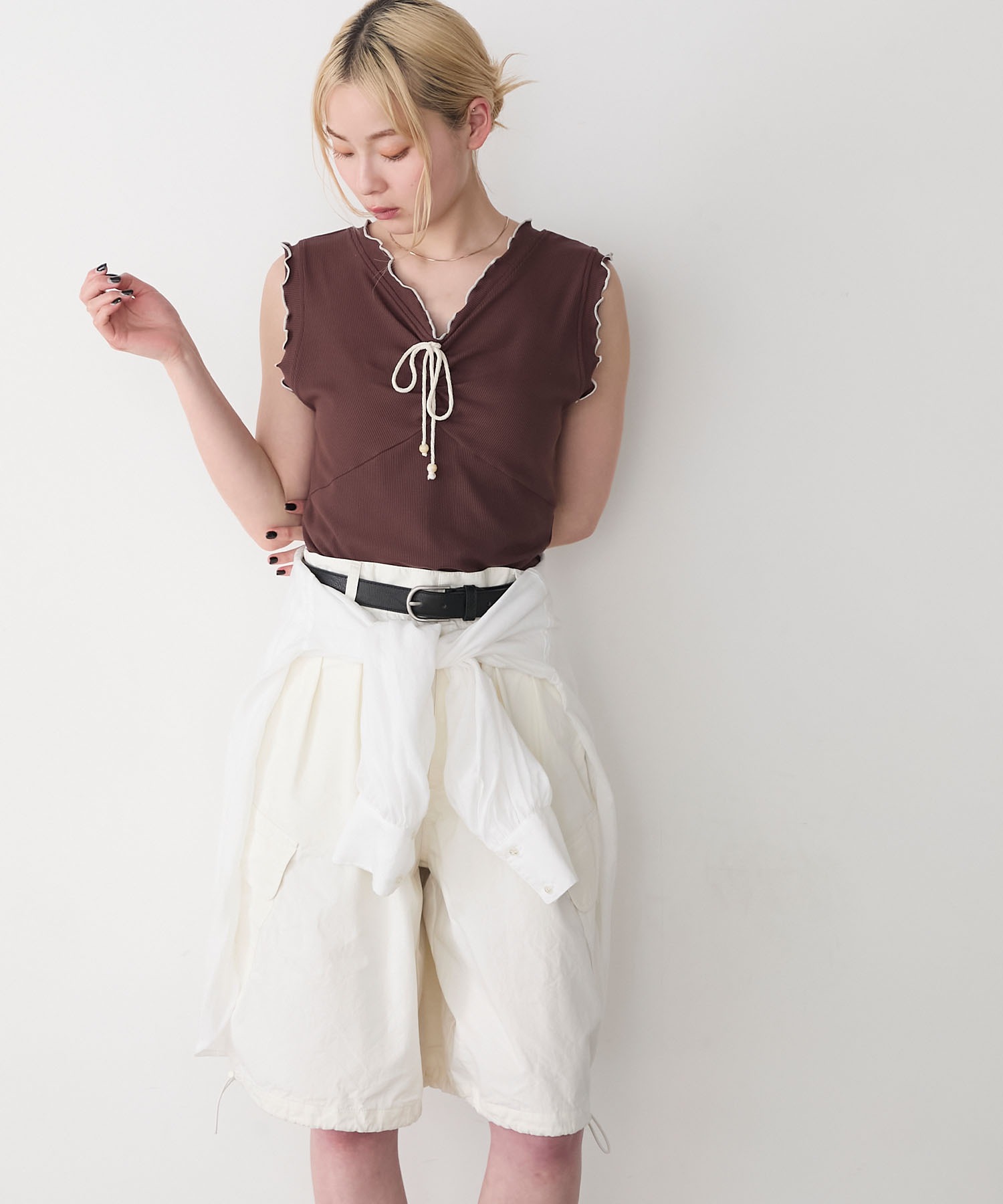 forksy.】メロウフリル リブタンクトップ forksy.│MONO-MART