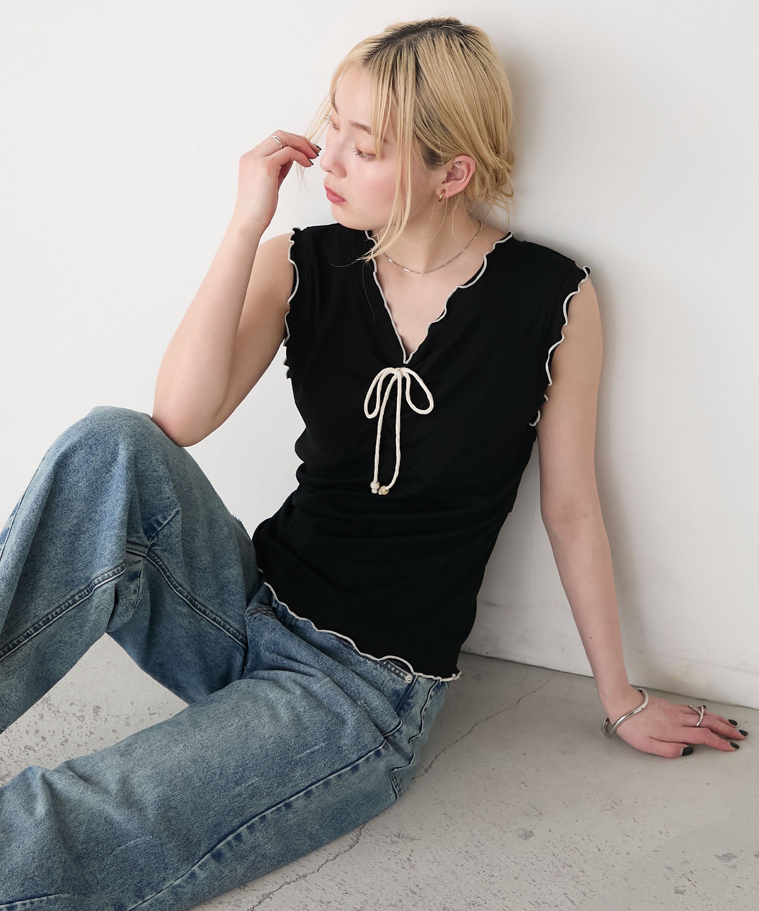 forksy.】メロウフリル リブタンクトップ forksy.│MONO-MART