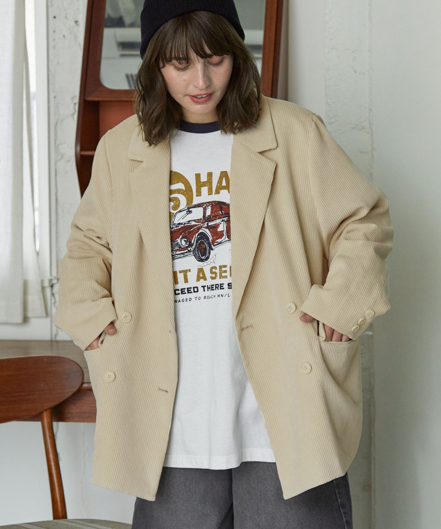 コーデュロイ ビッグシルエット テーラードジャケット MONO-MART