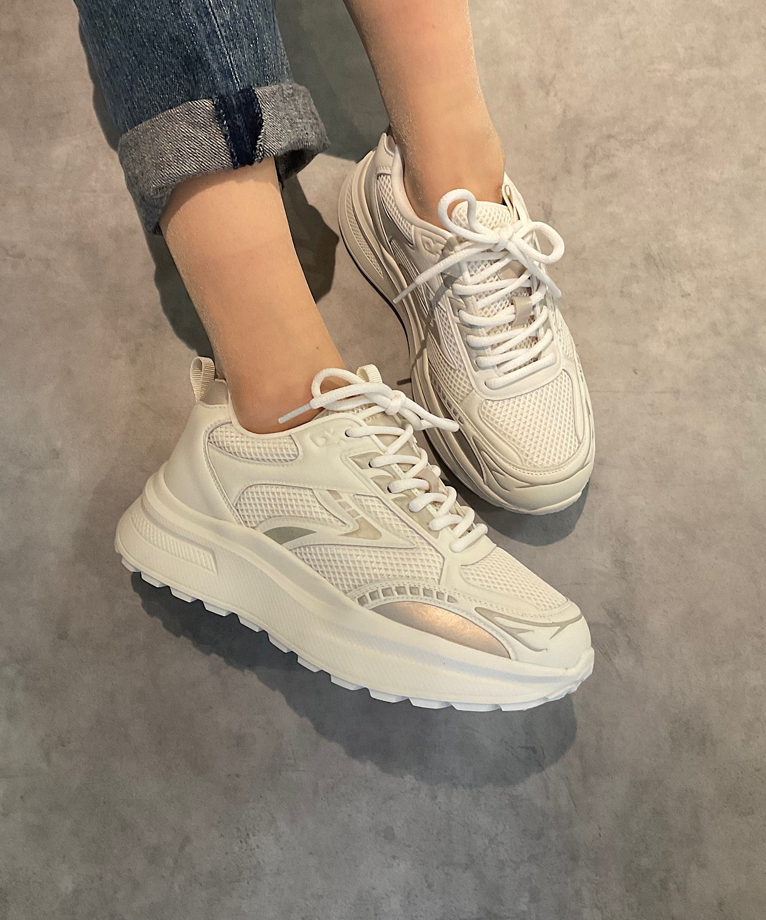 本革/軽量/240g/厚底/3.5cm/カップインソール】厚底スニーカー ALL