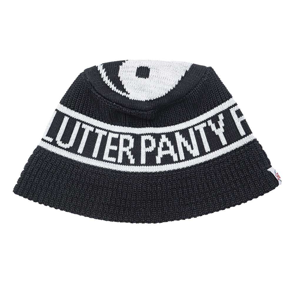 FLUTTER] PANTY DROPPER xFLUTTER Yin yang Knit Bucket Hat BLACK
