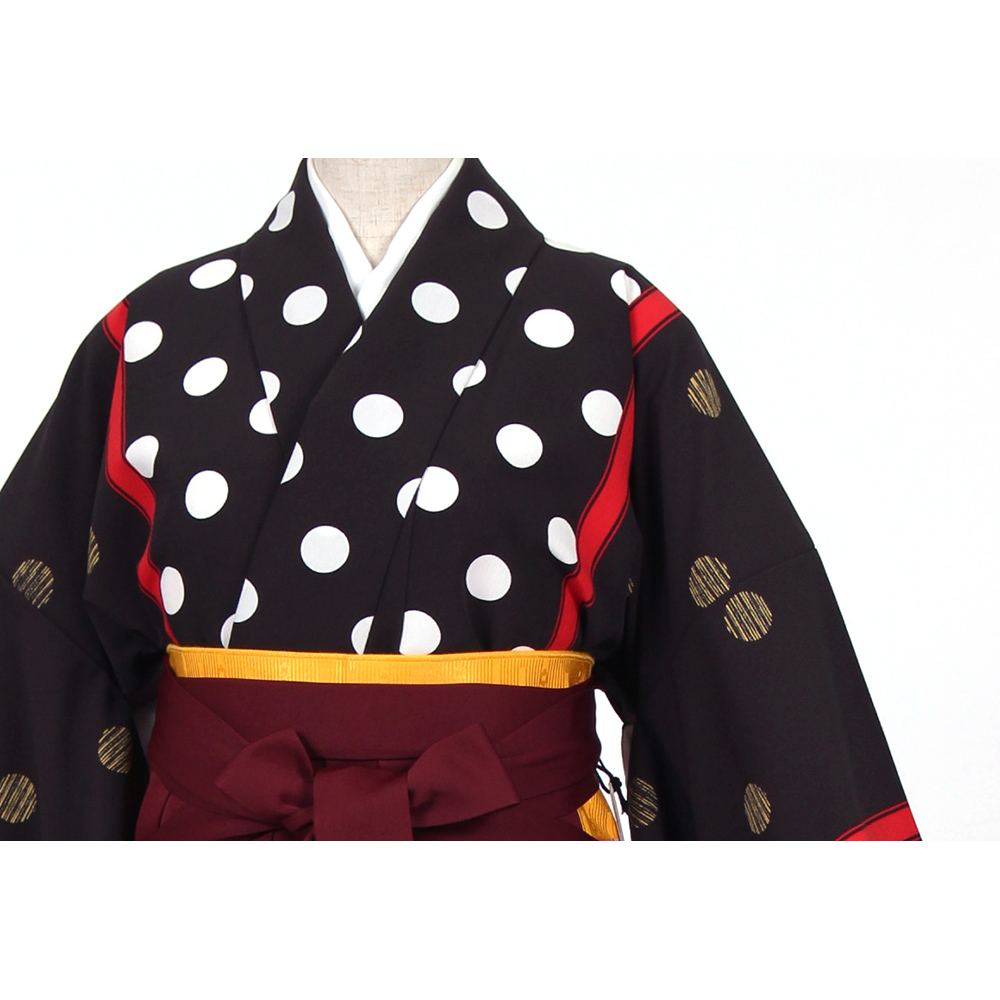 kf-208 黒地に水玉 | 着物レンタルまつうら（貸衣装・貸衣裳）：名古屋