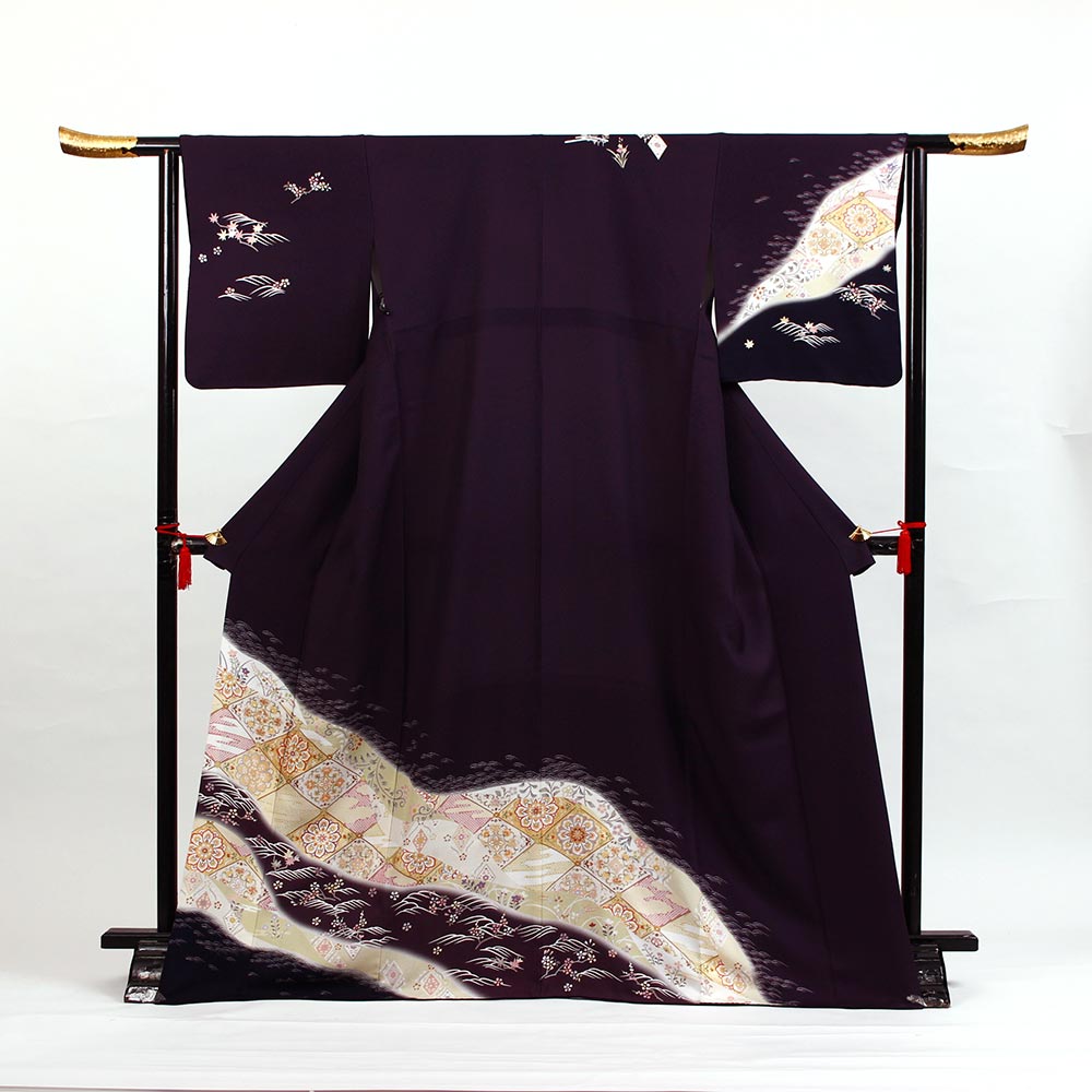 H-48 濃い紫に道長 | 着物レンタルまつうら（貸衣装・貸衣裳）：名古屋