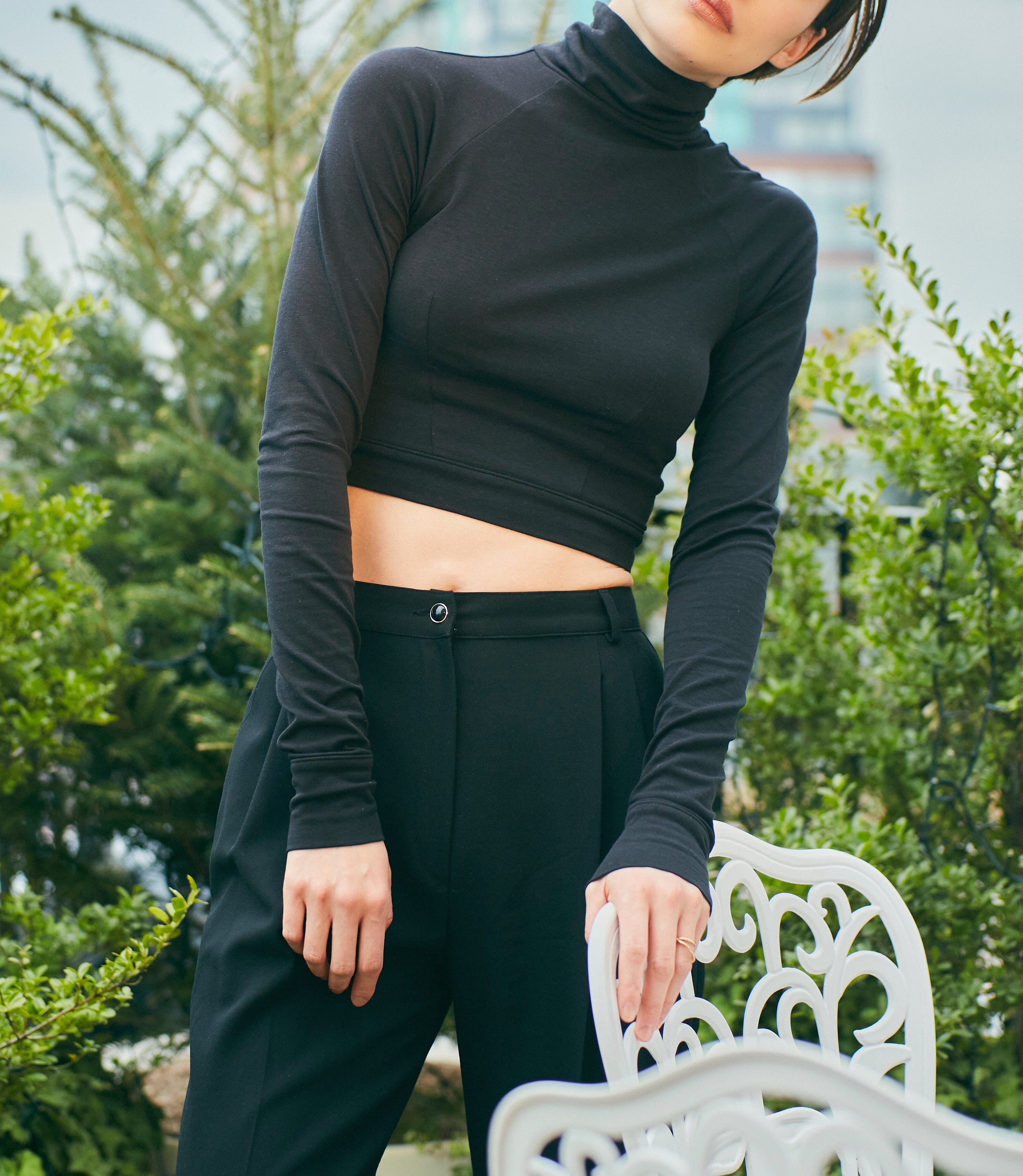 Turtle neck long sleeve top BLACK – OBLIQUE