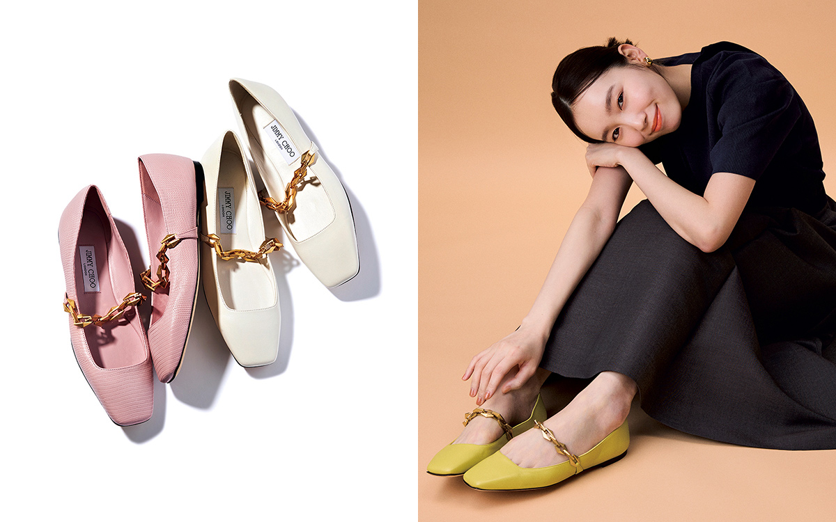 飯豊まりえが出会ったジミー チュウの「華やかフラットパンプス