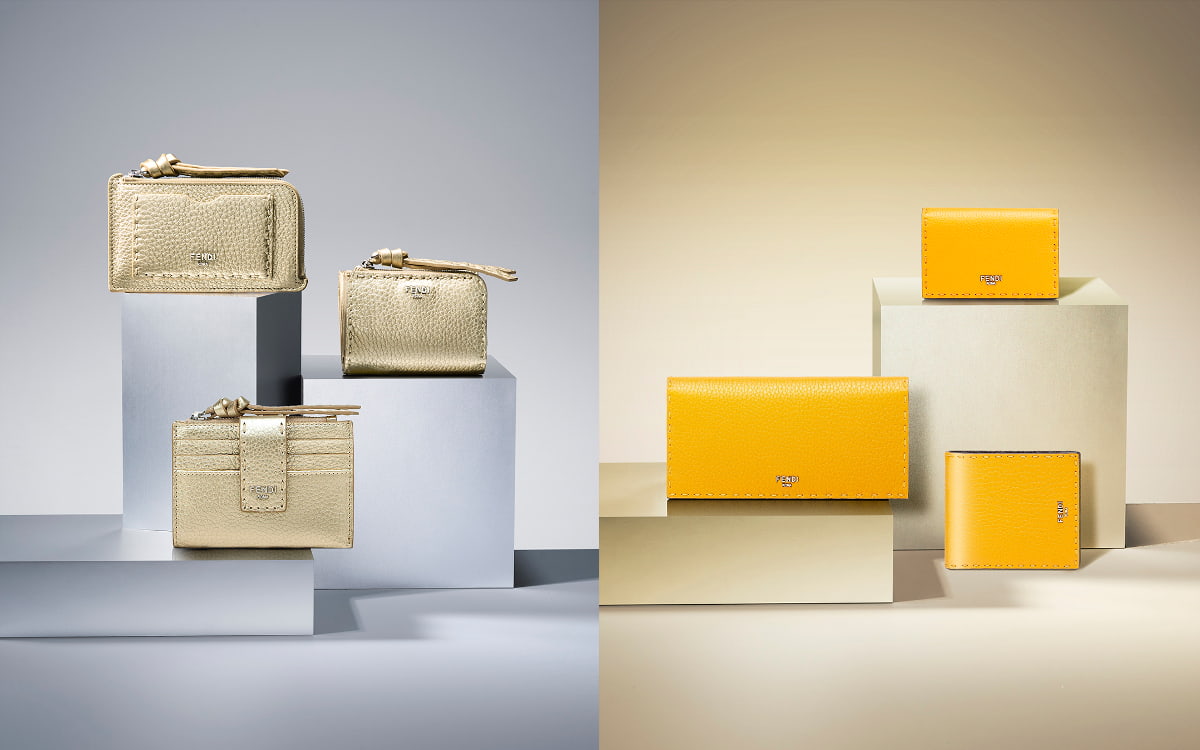 フェンディ「セレリア」新作スモールレザーグッズ、シャンパンゴールド