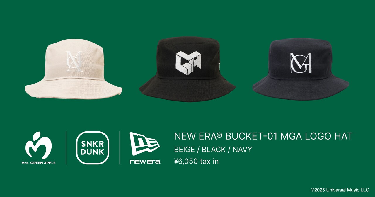 Mrs. GREEN APPLEのNEW ERAベースボールキャップとバケットハットが