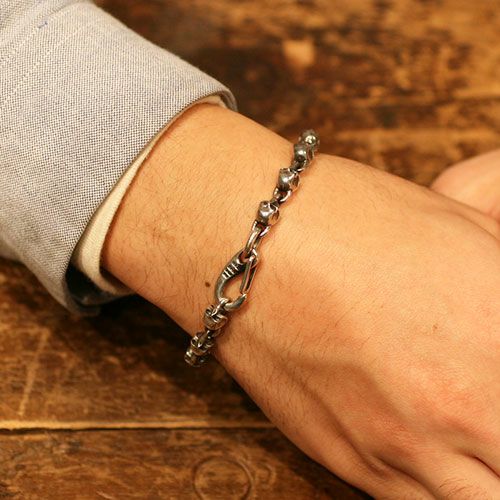 J-NS047)レボリューションスカルチェーンブレスレット-フルスカル