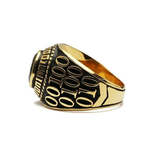 JRI065K18)オニキス0010ハイブリッドカレッジリングM-K18イエロー