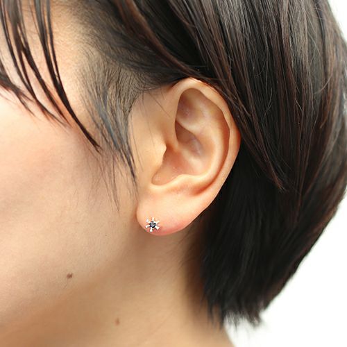 J-NS234)クラシックブラックダイヤモンドピアス/片耳｜アクセサリー