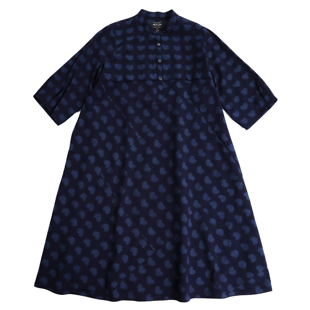 儀右ヱ門 ギエモン ぎえもん 久留米絣 スタンドカラー ワンピース ソ