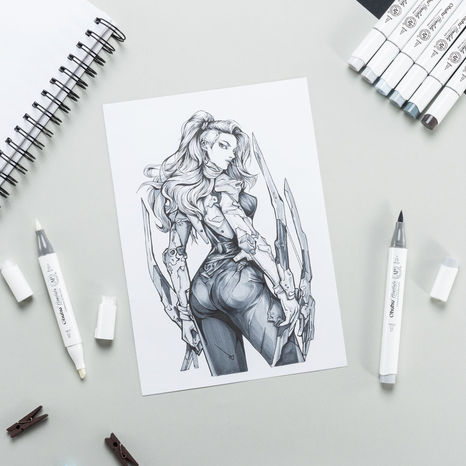 Ohuhu Honolulu イラストマーカー グレーカラー 36色 筆・太字 – Ohuhu