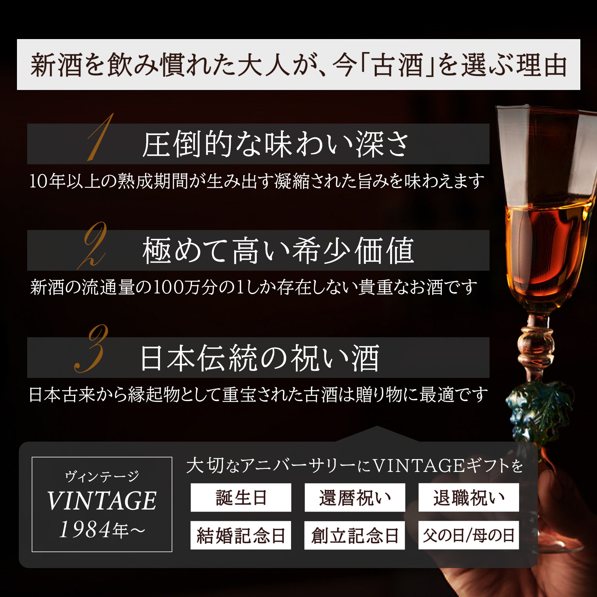 高級日本酒ギフト3銘柄飲み比べセット 長期熟成希少古酒『古昔の瑞