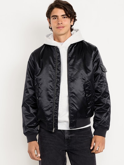 Satin Zip Utility Bomber Jacket | Old Navy