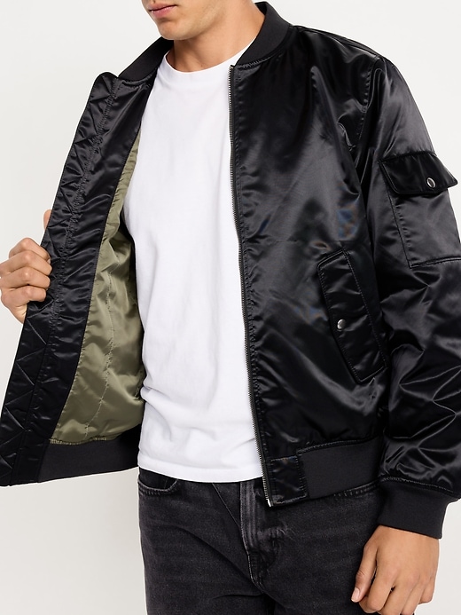 Satin Zip Utility Bomber Jacket | Old Navy