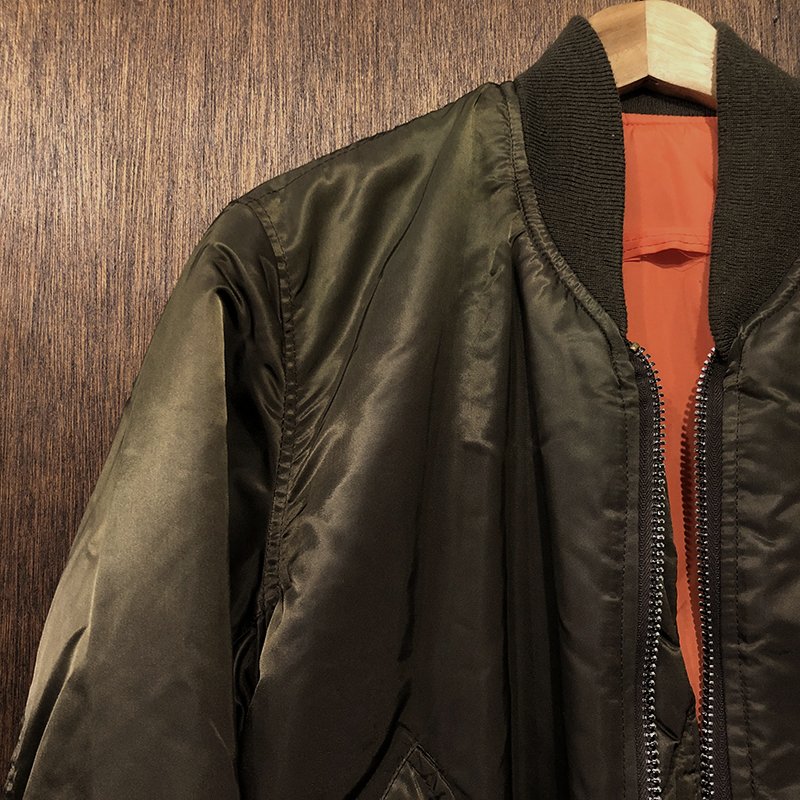 Corinth Mfg Co MA-1 Flight Jacket Brown Nylon Twill Medium Made in