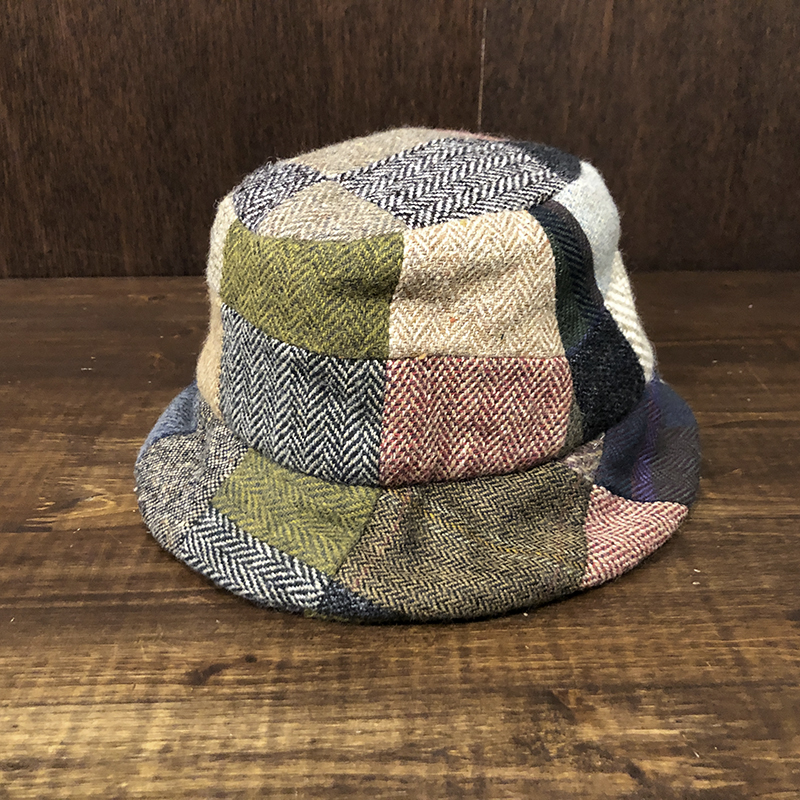 Hanna Hats Donegal Tweed Multi Color Patchwork kilt Bucket Hat M