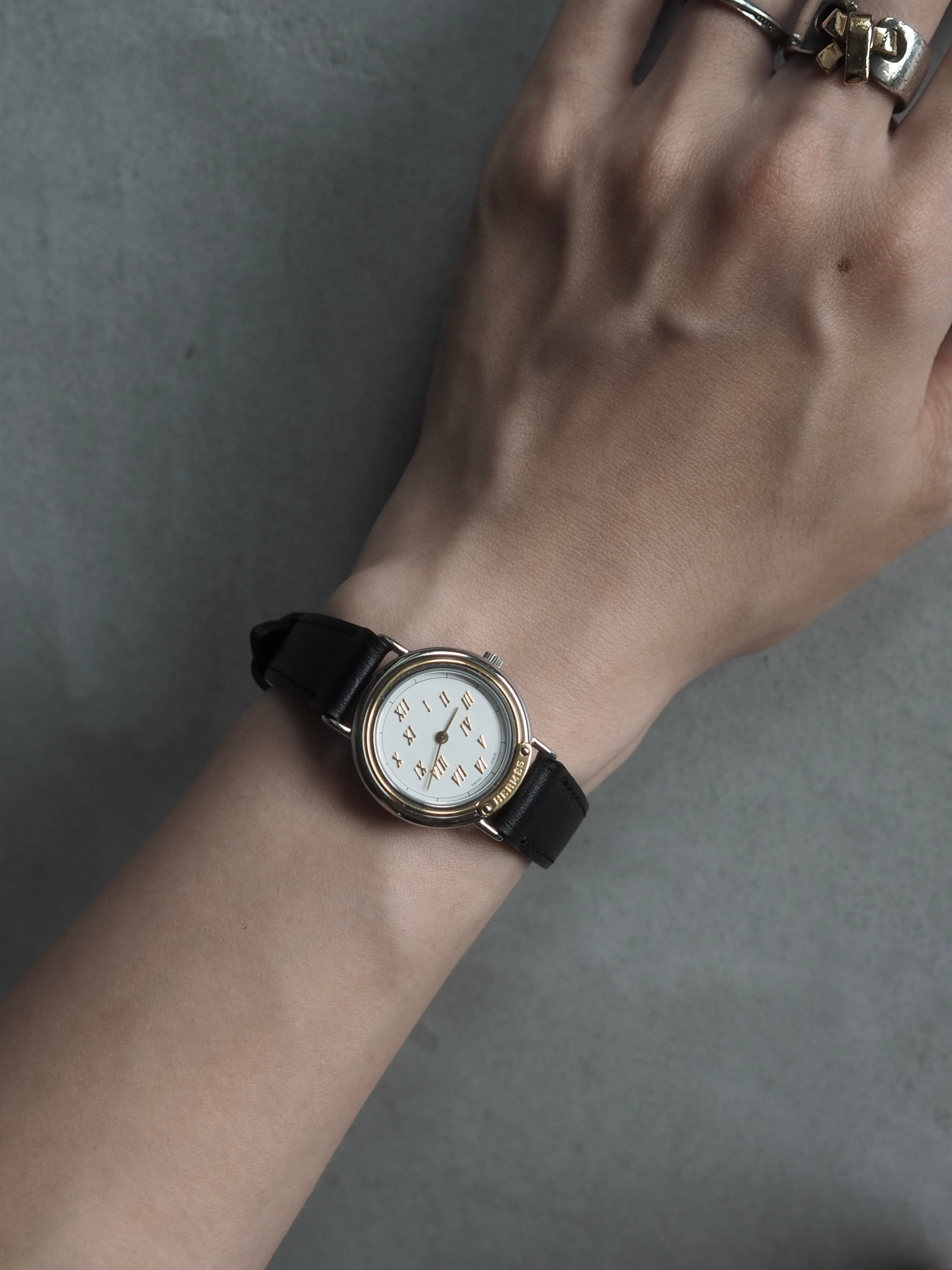 HERMES エルメス メテオール ウォッチ 腕時計 シルバー ゴールド