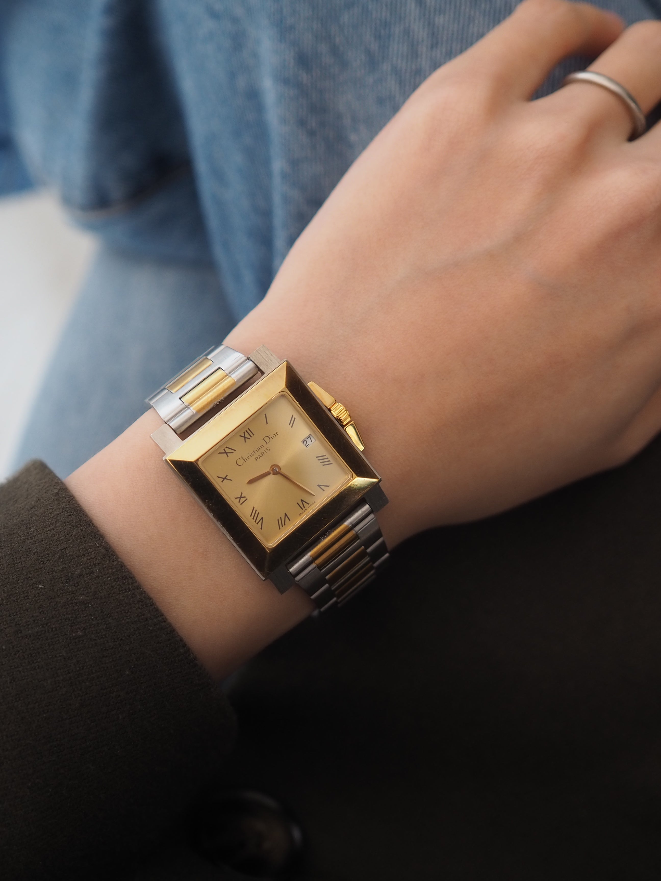 Christian Dior ディオール スクエア ウォッチ 腕時計 コンビ メンズ