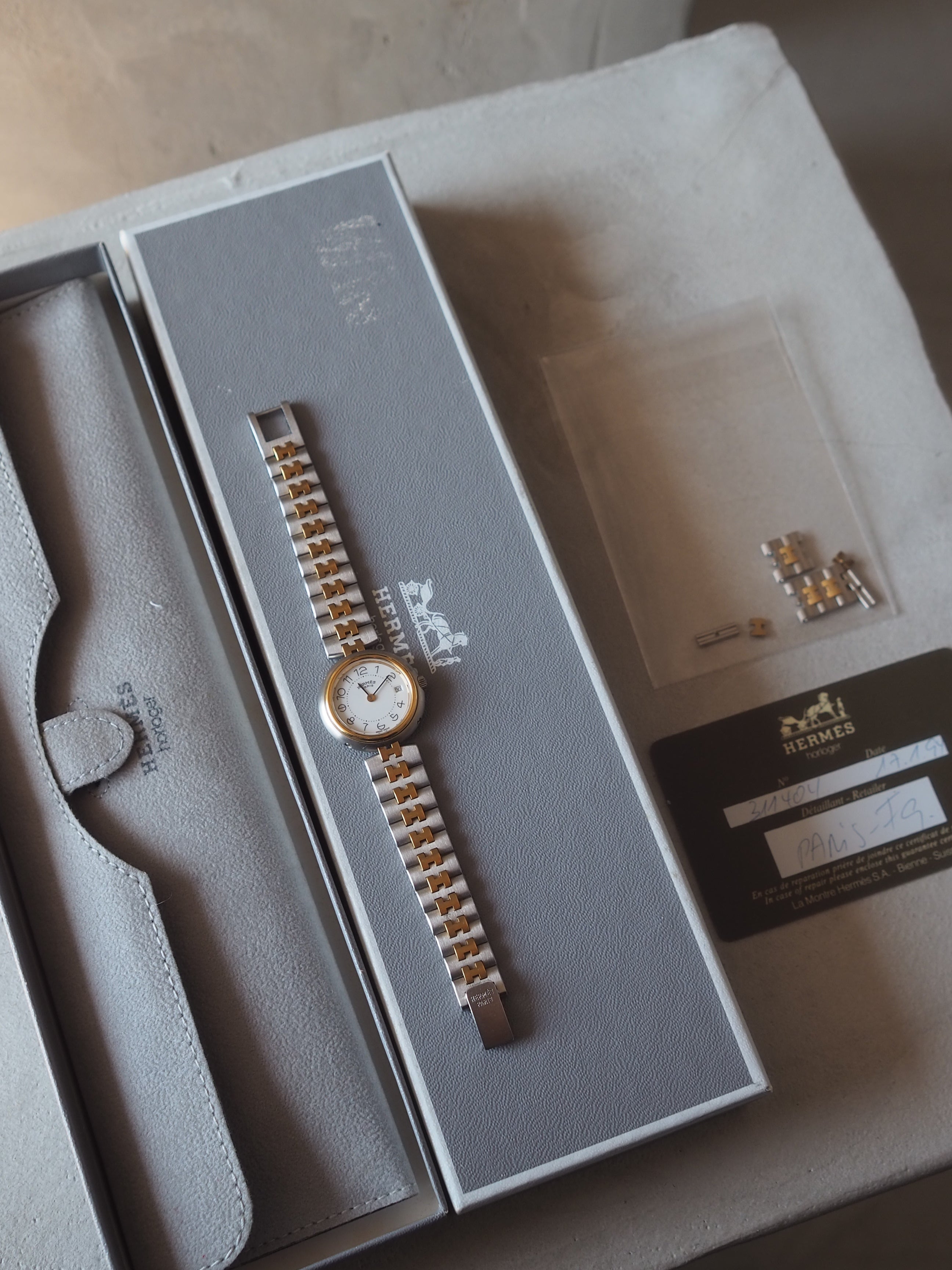 HERMES エルメス プロフィール ウォッチ 腕時計 コンビ シルバー