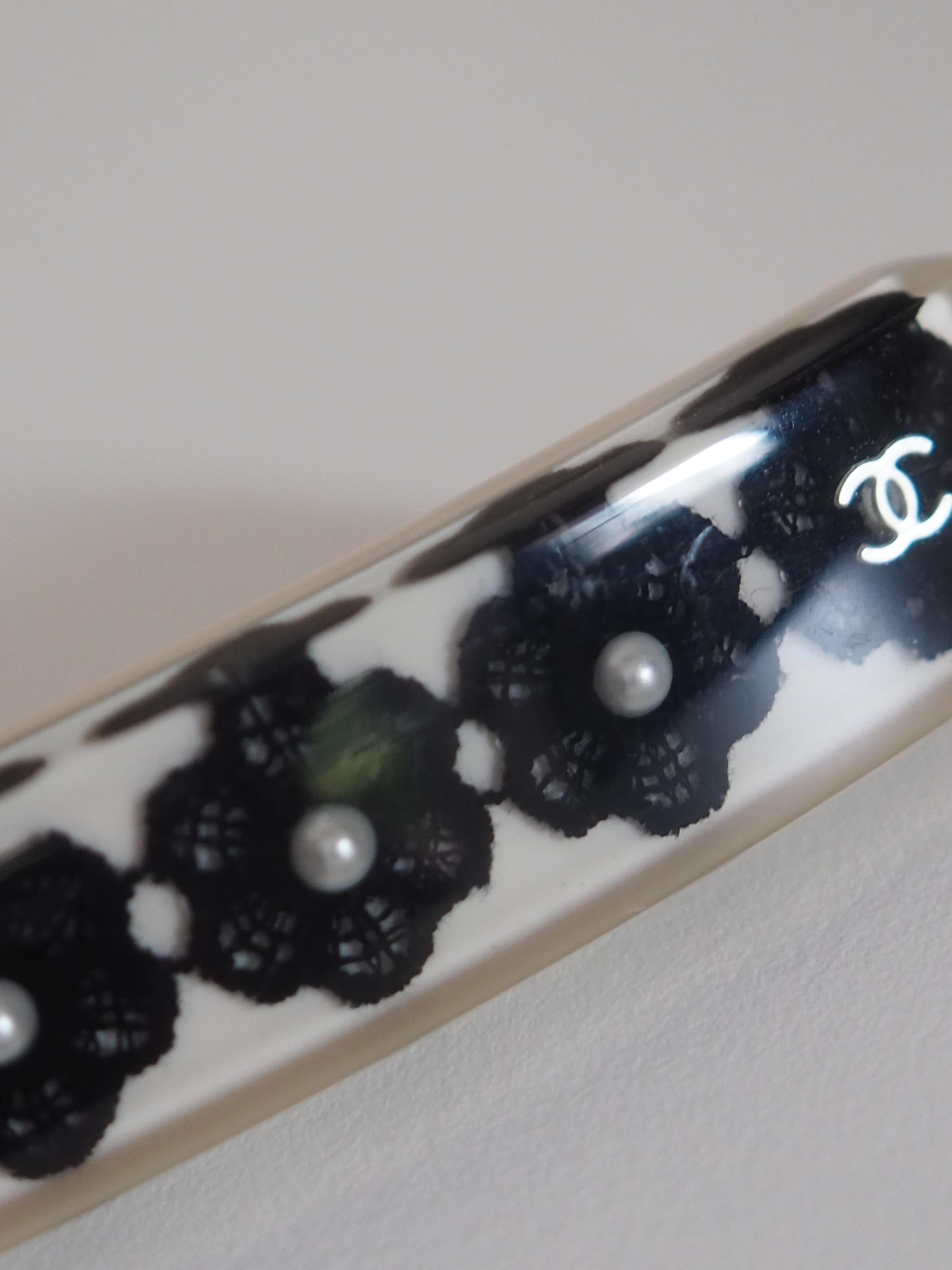 CHANEL シャネル COCO フラワー レース ヘアー バレッタ ホワイト