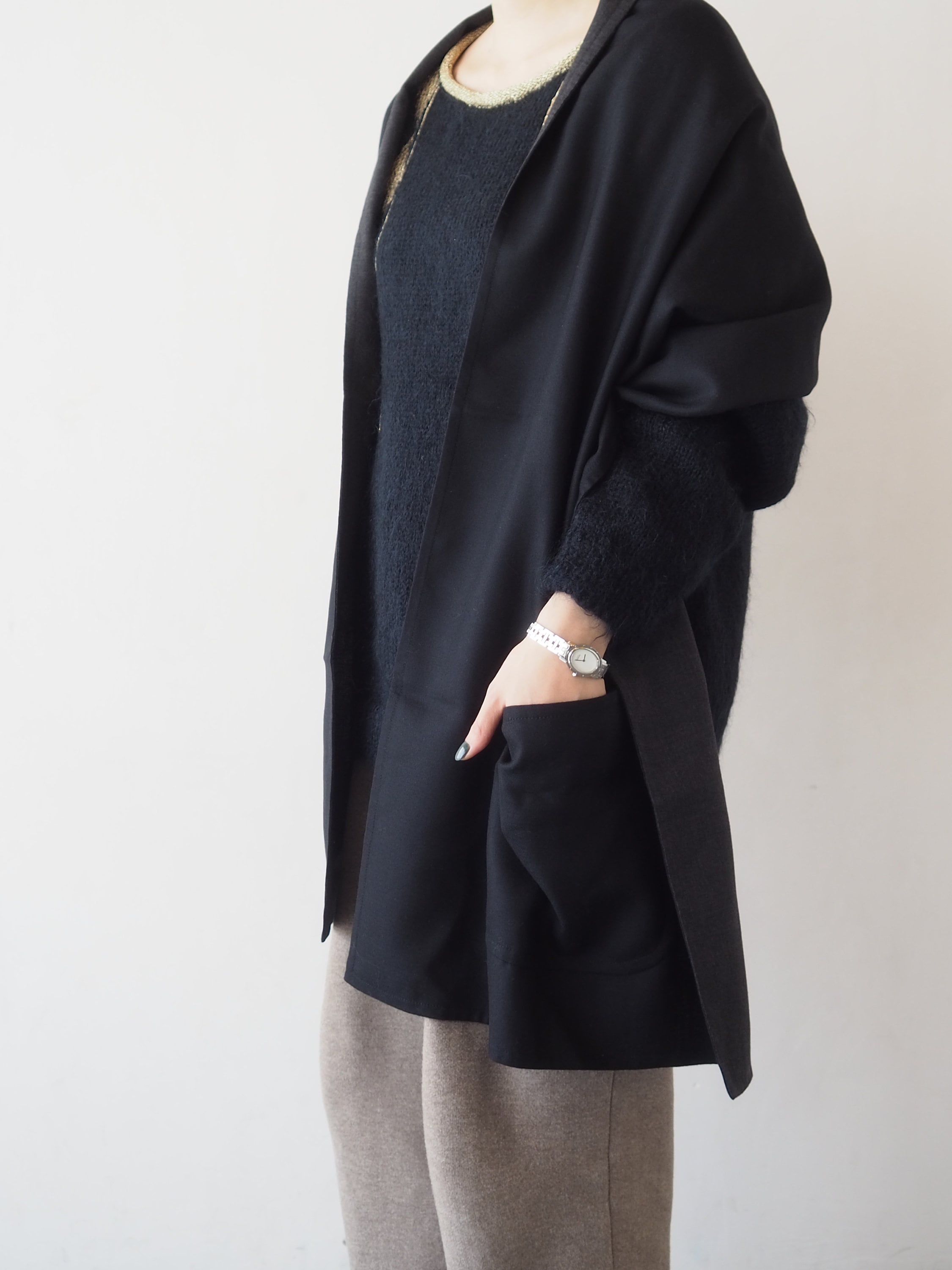 HERMES エルメス ポケット ストール カシミヤ マルジェラ期 ブラック