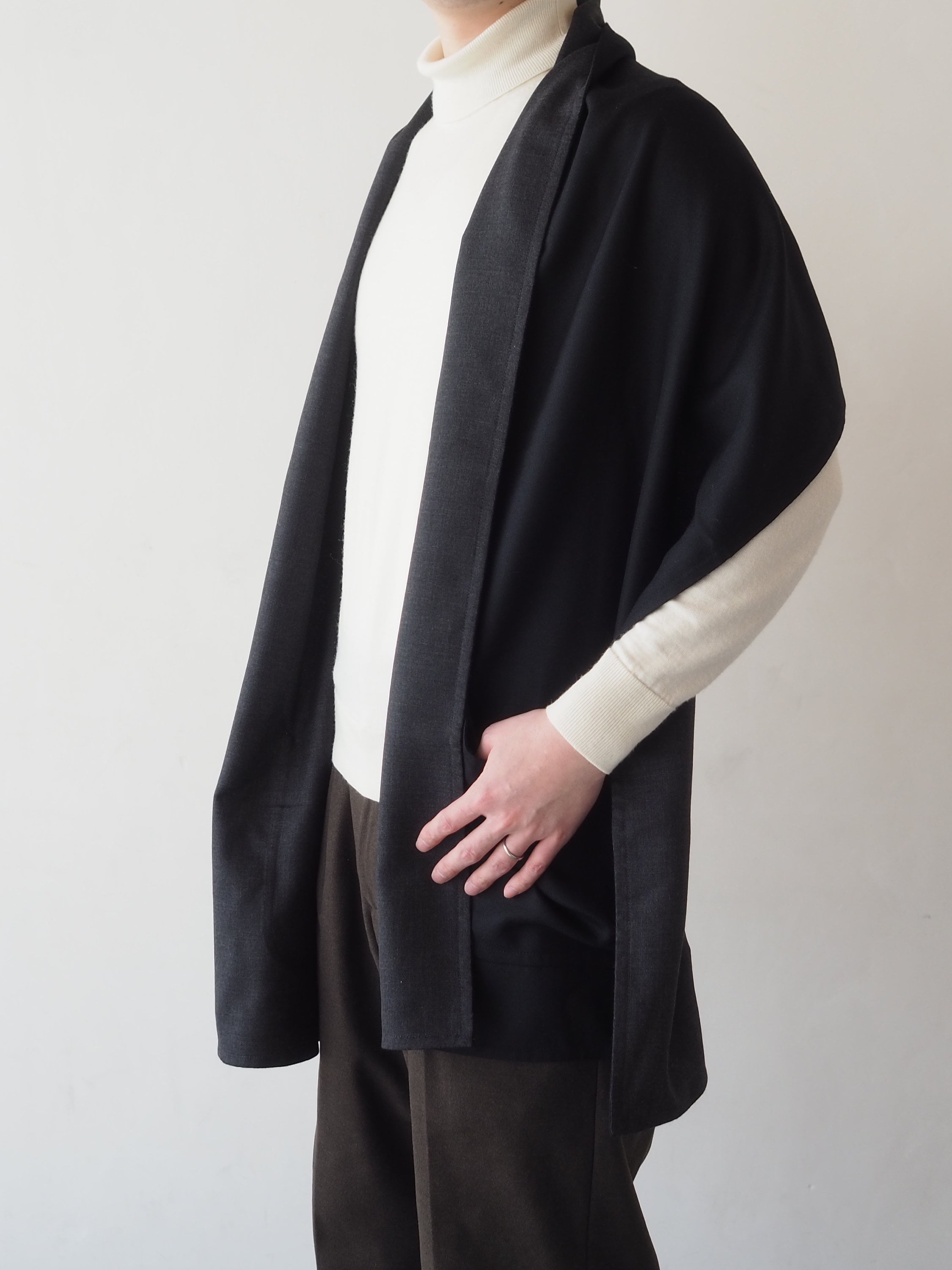 HERMES エルメス ポケット ストール カシミヤ マルジェラ期 ブラック