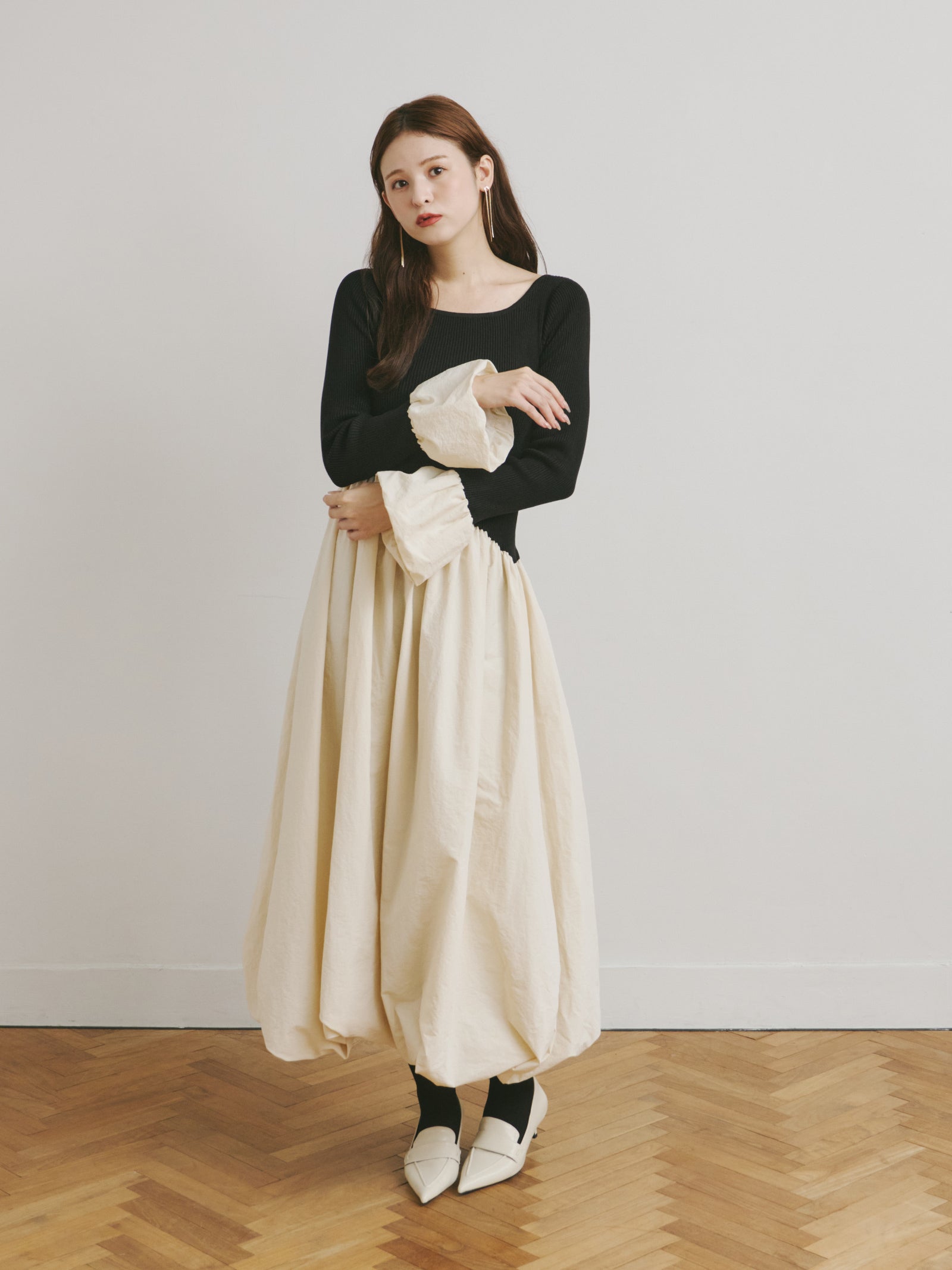 ニットドッキングバルーンワンピース