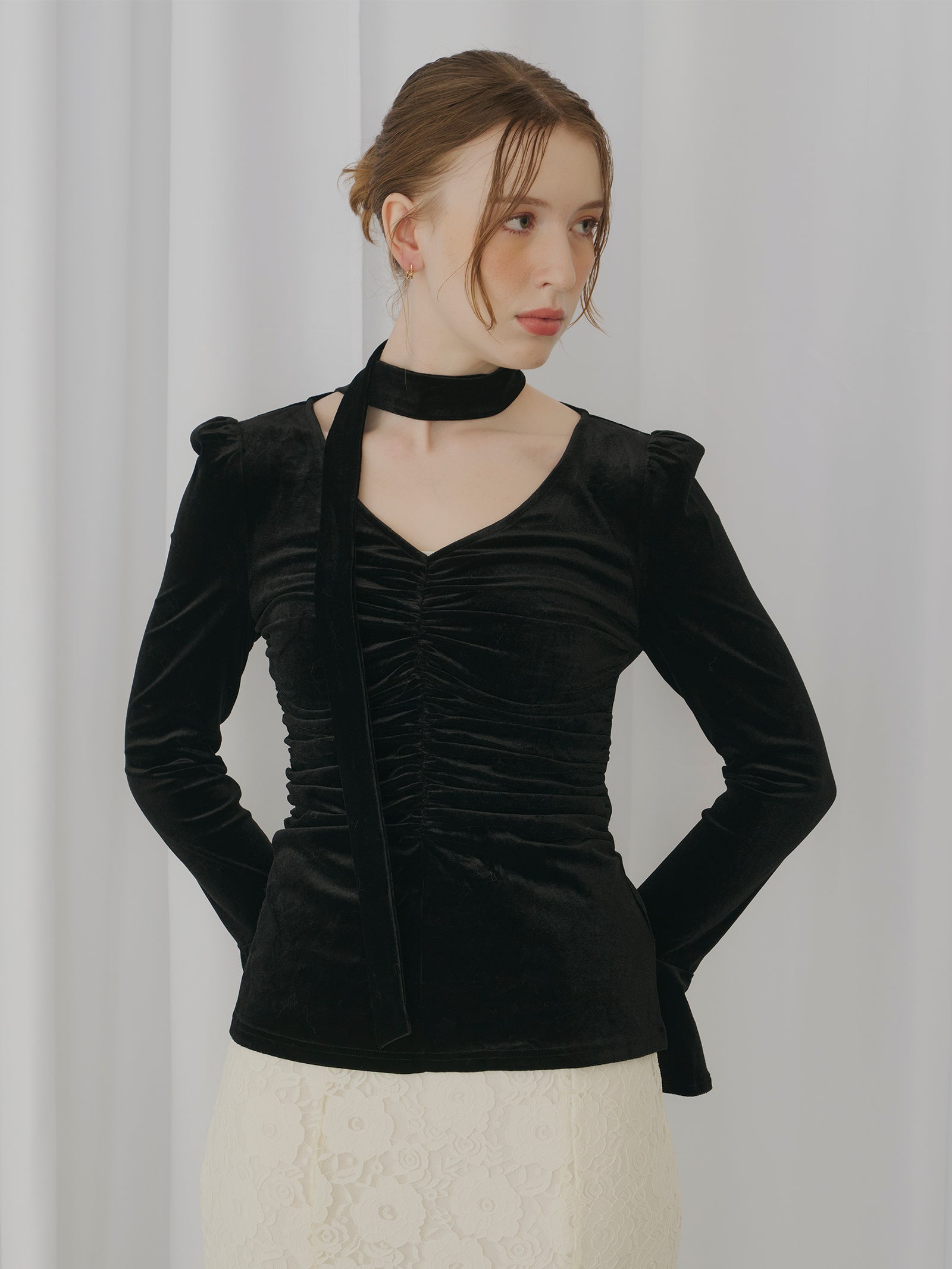 ギャザーベロアトップス